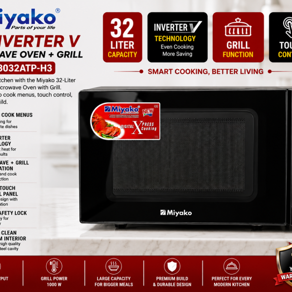 Miyako 32L H3 Inverter V Microwave Oven + Grill | MD-90D3032ATP-H3