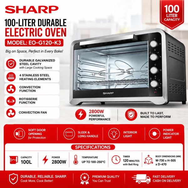 Sharp 100-Liter Durable Galvanized Electric Oven (EO-G120-K3)