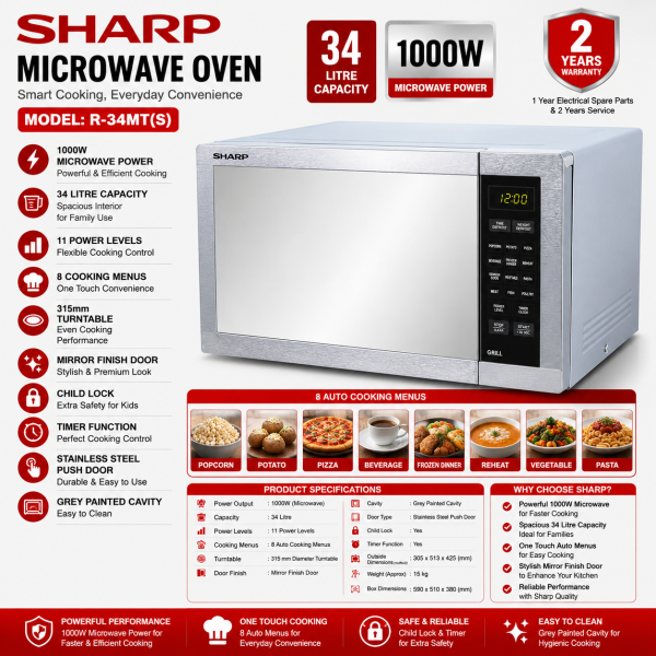 Sharp R-77 Mid sized design Microwave oven