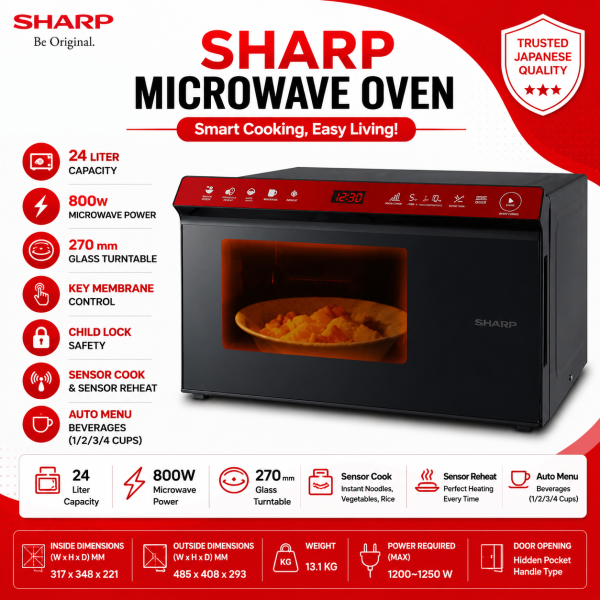 Sharp R-2235H(R) Solo Microwave Oven – 24 Litres