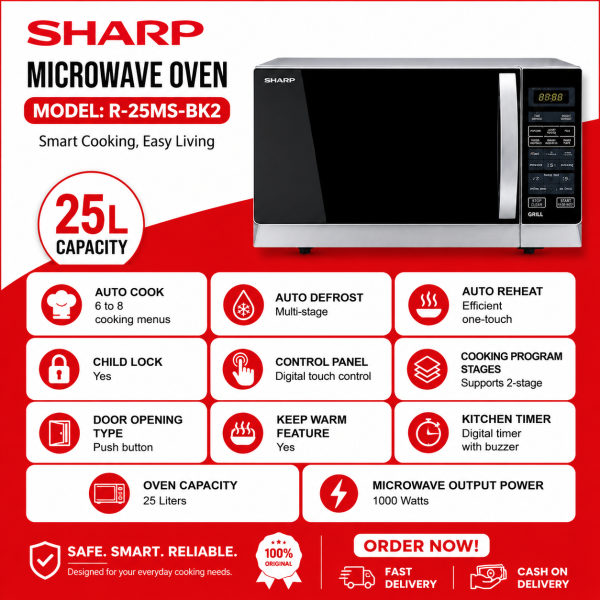 Sharp R-25MS-BK2 25L Microwave Grill Oven