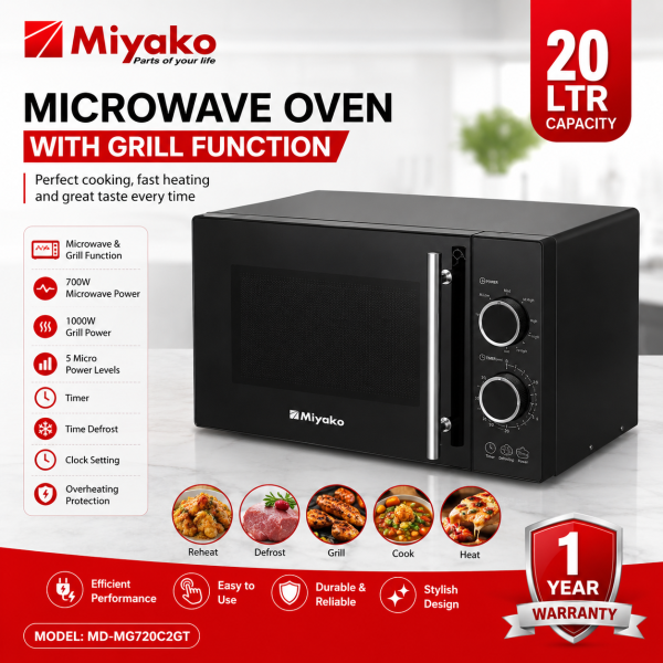 Miyako MD-MG720C2GT Electric Microwave Oven (20 Liters)