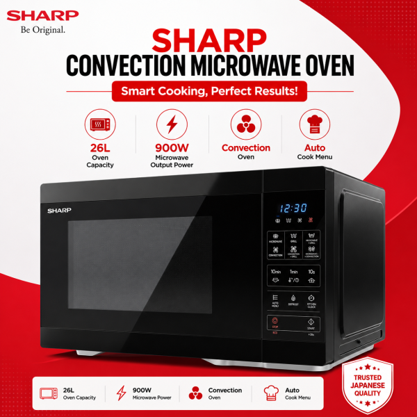 Sharp R-26CAF-B Convection Air Fryer Microwave Oven Black 26L
